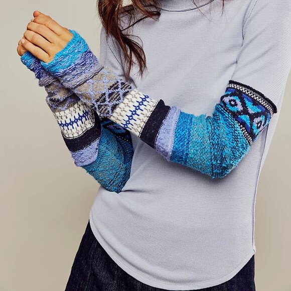 We The Free All Too Well Cuff Turtleneck Top in Moonstone Combo XS NWT - Picture 4 of 9